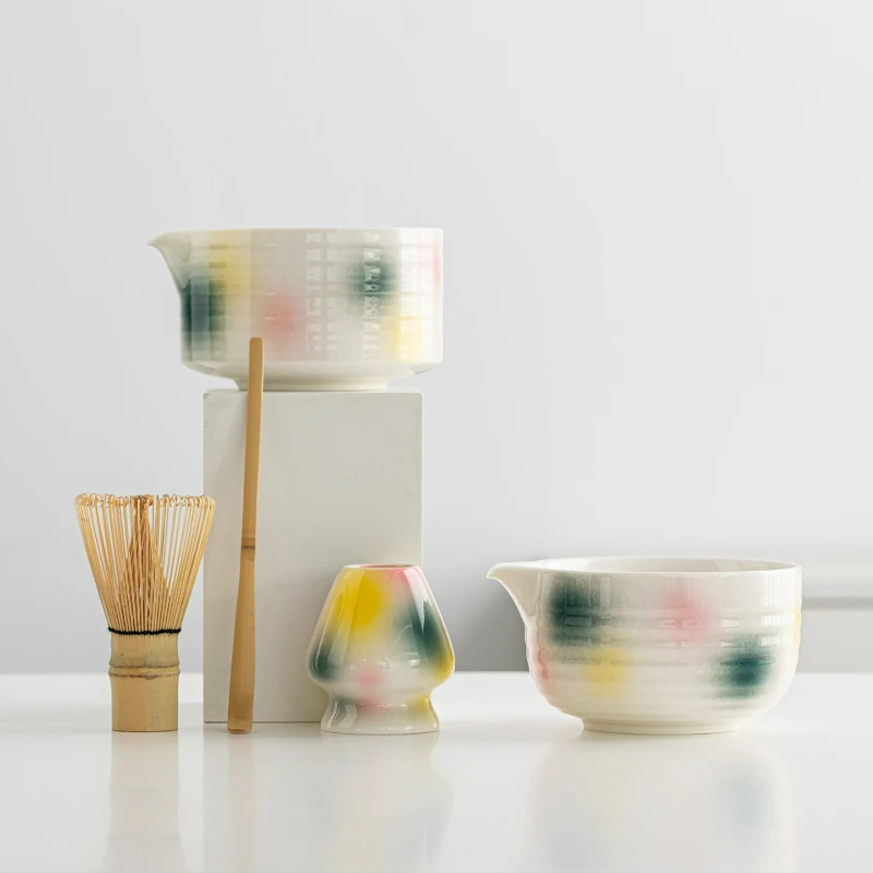 

4/8PCS Japanese Matcha Tea Set Tea Brush Stand High Temperature Handmade Matcha Ceremony Kit Tea Set Accessories Gift Box New