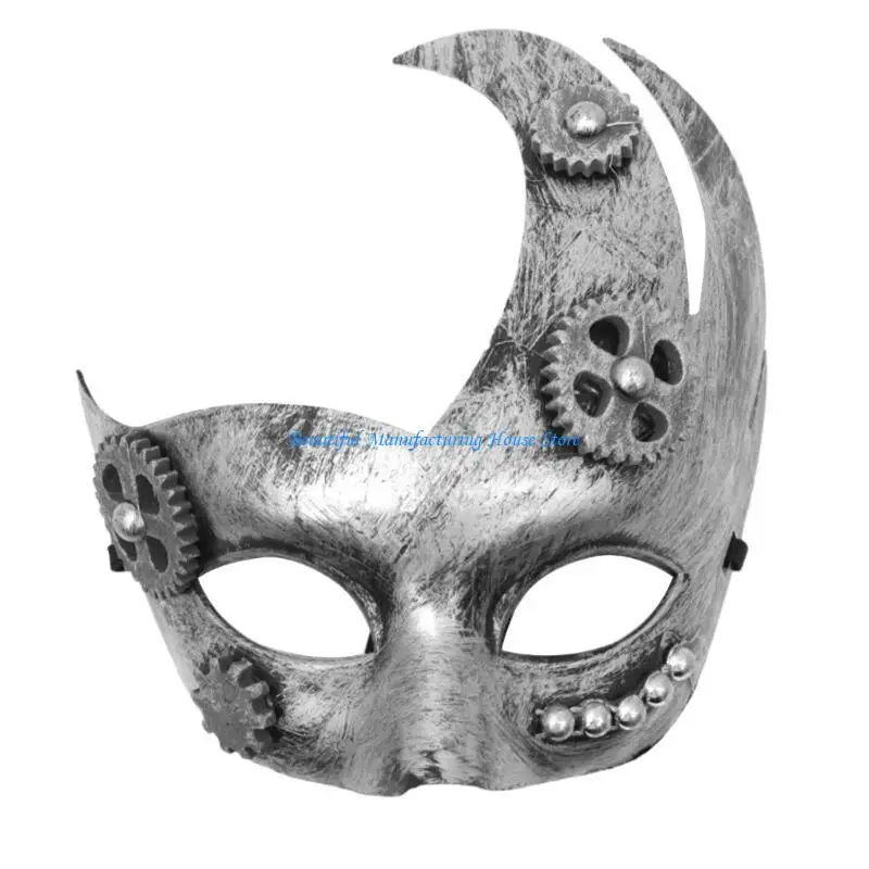 

E56A Unisex Serrated Masquerade Mask Cosplay Mask Steampunk Half Face Mask for Carnival Halloween Dress up Party Mask Gifts