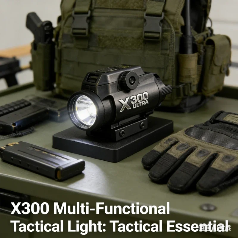 

Многофункциональный тактический фонарь X300: совместим с 20-мм рельсом для страйкбольных матчей, игрушечных пневматических пистолетов, охоты и военных игр