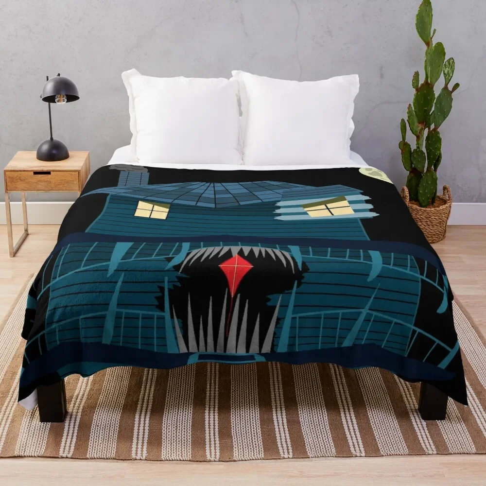

monster house at night Throw Blanket Plush Fuzzy Cozy Blanket for Couch Sofa