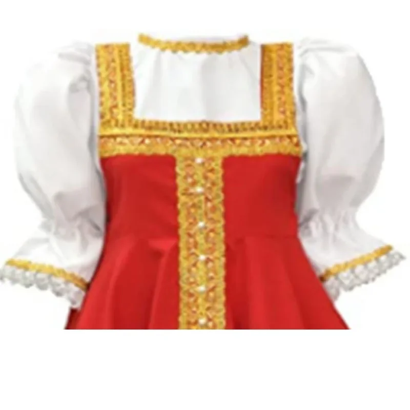 Russian Dance Girls Costume Red Sarafan National Russia Cosplay Folk Fancy Dress Kids Halloween Russian Traditional Clothing