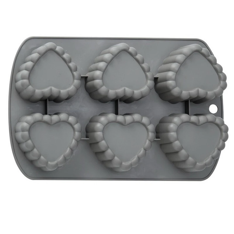 DIY 6-hole Heart Shaped Cake Silicone Mold Rice Ball Bread Cookie Sushi Mold Pudding Mold Handmade Soap Mold Chocolate Mold m074