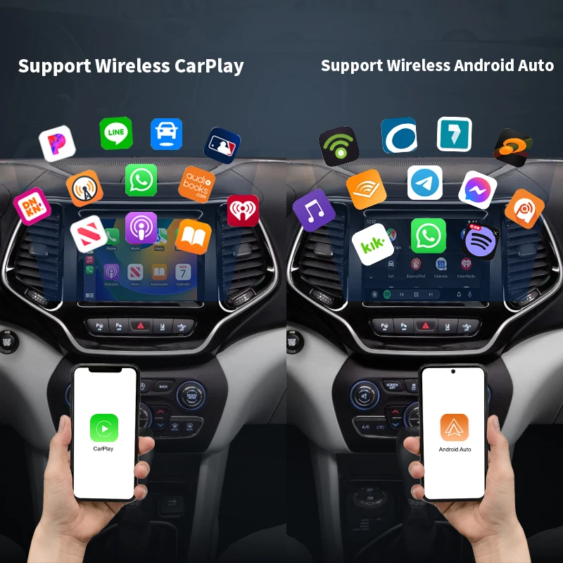 2024 Wireless Ai Box CarPlay Activated for Jeep Grand Cherokee Android Auto Upgrade Retrofit Mirroring Multimedia Navigation