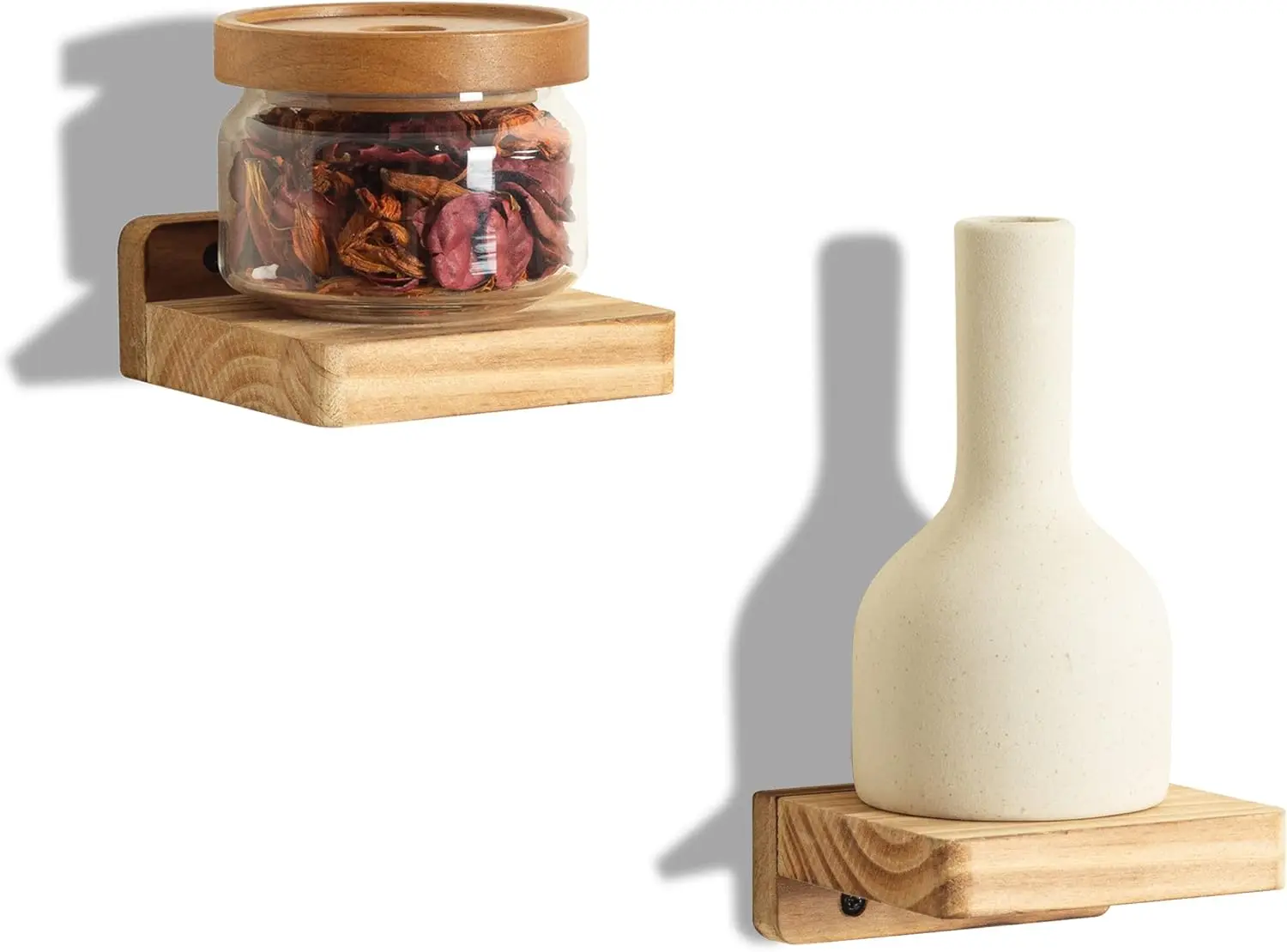 Set of 2 Solid Wood Floating Shelves for Decor