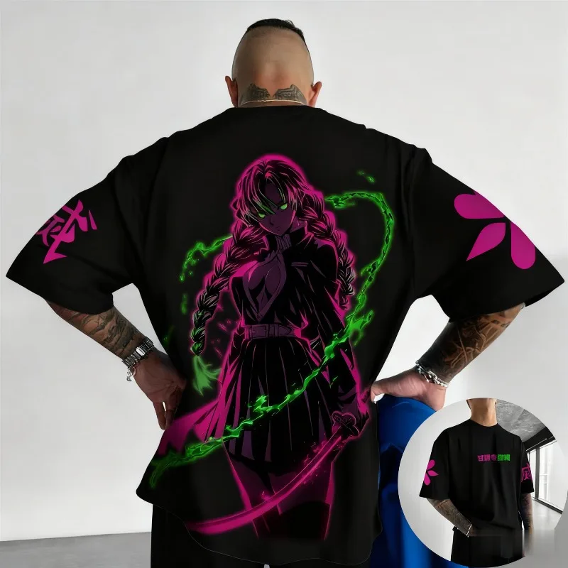 Demon Slayer Mitsuri Kanroji Sommer-T-Shirt in Übergröße für Herren und Damen, vielseitig einsetzbar, zum Einkaufen, Fitness, Trend, lässiger Stil – Detail 2