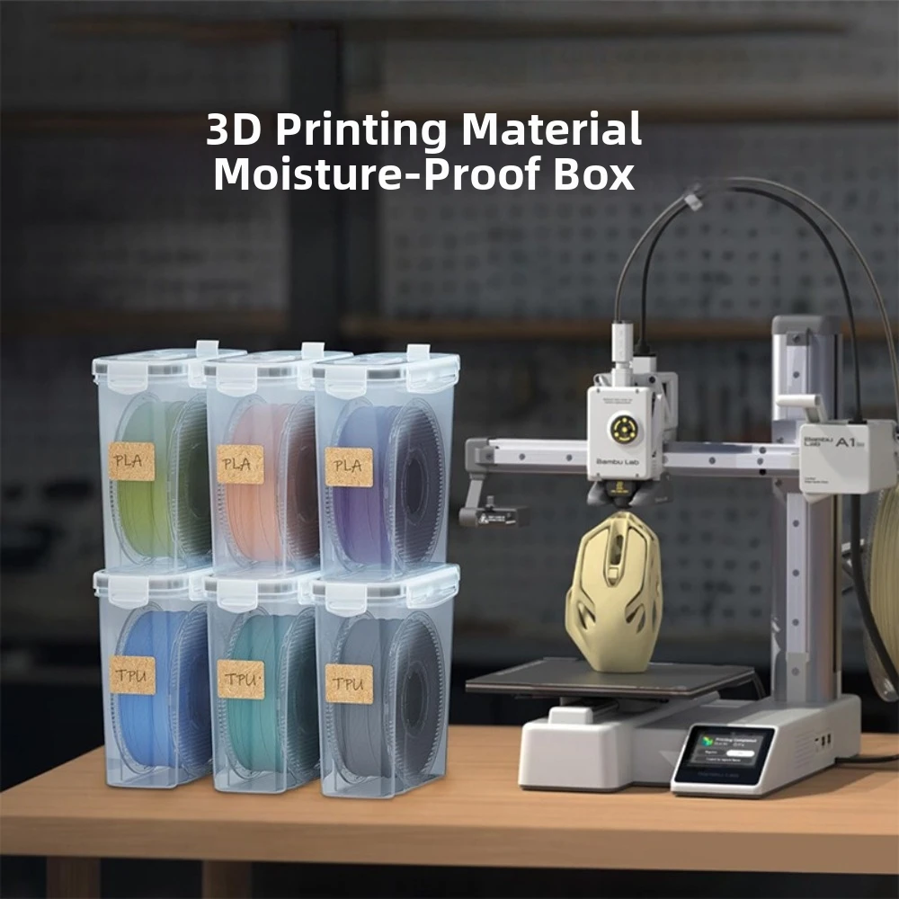 Transparent Filament Container Airtight Moisture Proof 3D Printing Container Dustproof Filament Storage Organizer