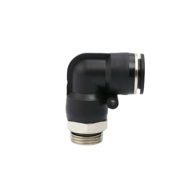 PLG4/6/810/12/14/16 Pneumatic Quick Coupler, G Thread with O-Ring, Black Elbow Fitting for Air Hose M5/01/02/03/04
