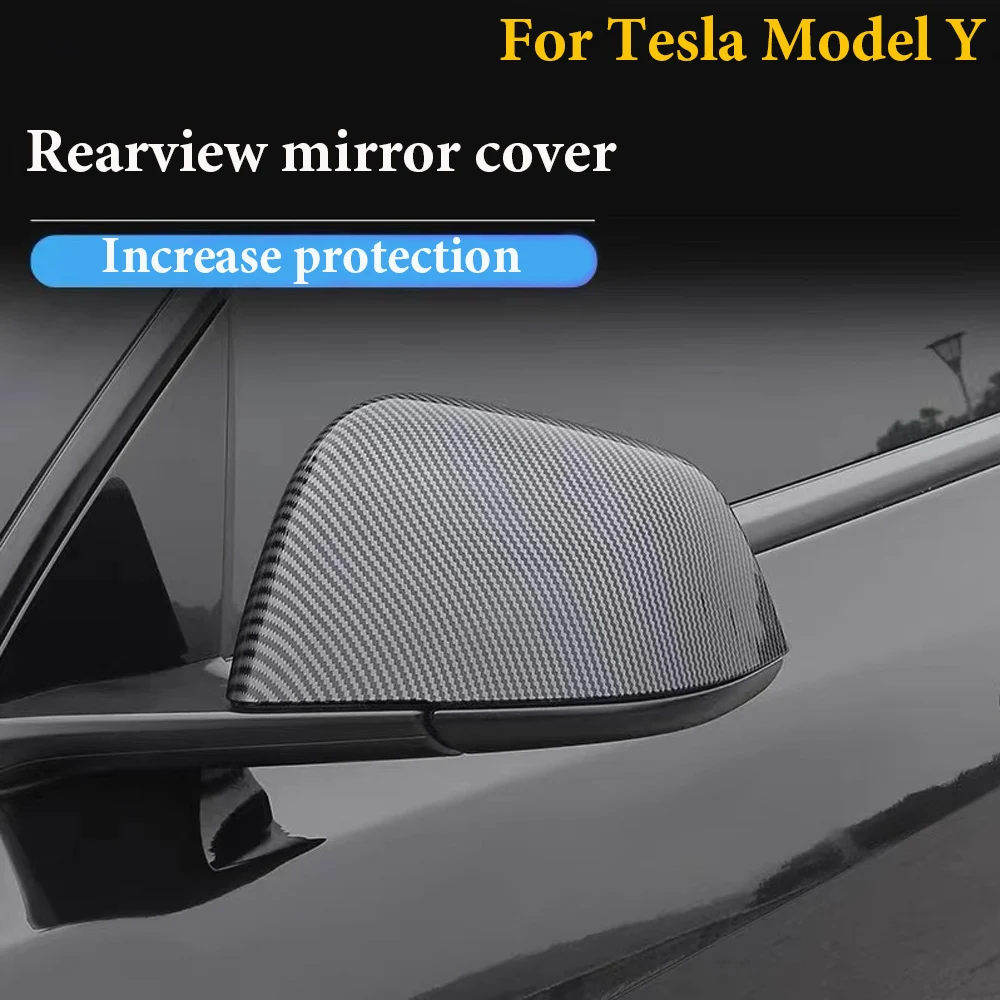 

Exterior Rearview Side Mirror Housing Shell Cap Carbon Fiber Pattern Gloss Black Side Door Mirror Cover For Tesla Model 3 Y