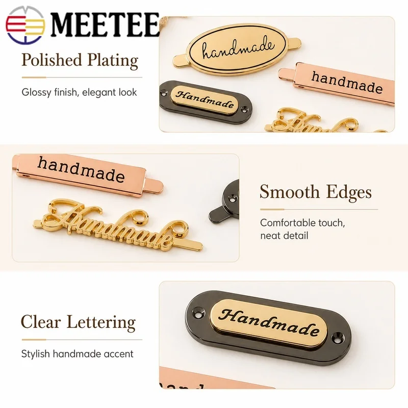10-20Pcs 10/12x35/50mm Metal Decorative Tag Labels Handcraft Sewing Buckles for Luggage Dog Collar Shoes Bag Hardware Accessory view 2