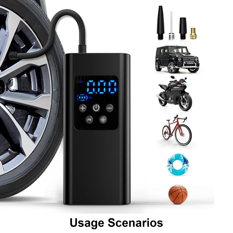 Tire Inflator Portable Car Air Compressor Air Pumps with Digital Display Screen and Flashlight Universal Tire Inflator