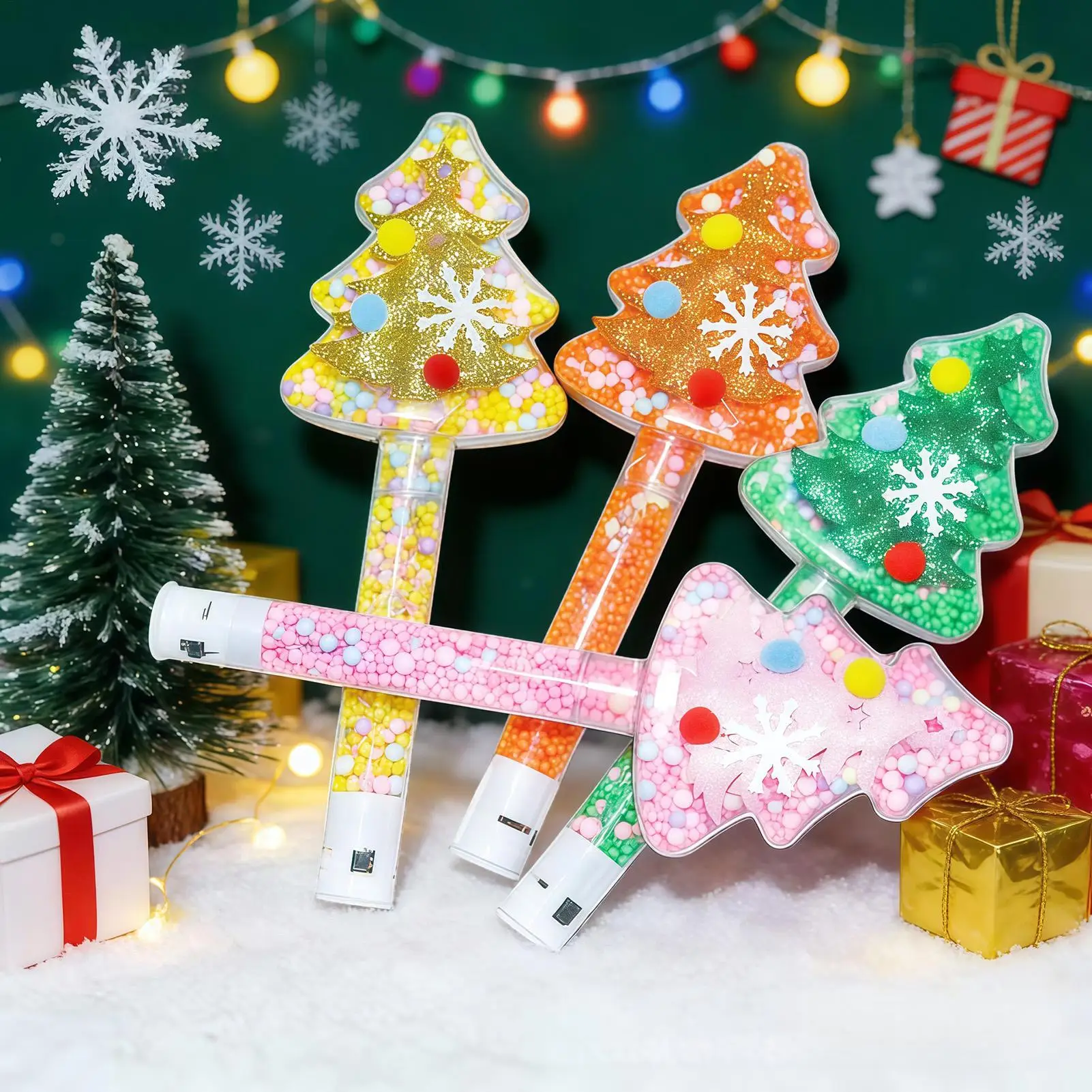 Light Up Christmas Tree Wand Handheld 3 Modes Christmas Tree Wand LED Glowing Toy Stick For Boys Girls Teens Hosts Home