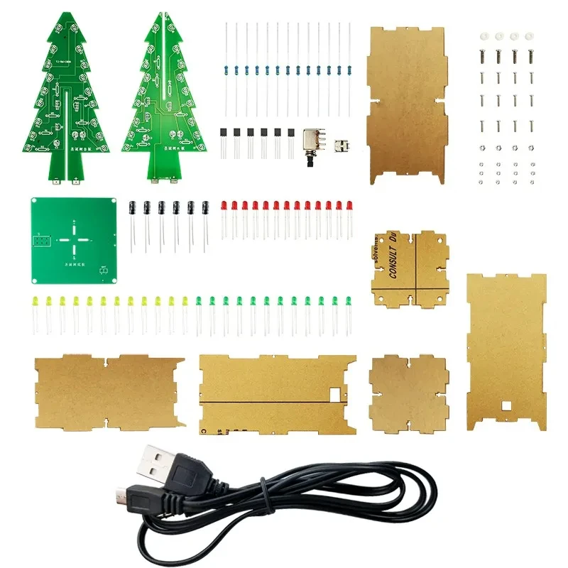 DIY Christmas Tree 7 Colours LED Flowing Lights Electronic Soldering Kit Practice Making Projects