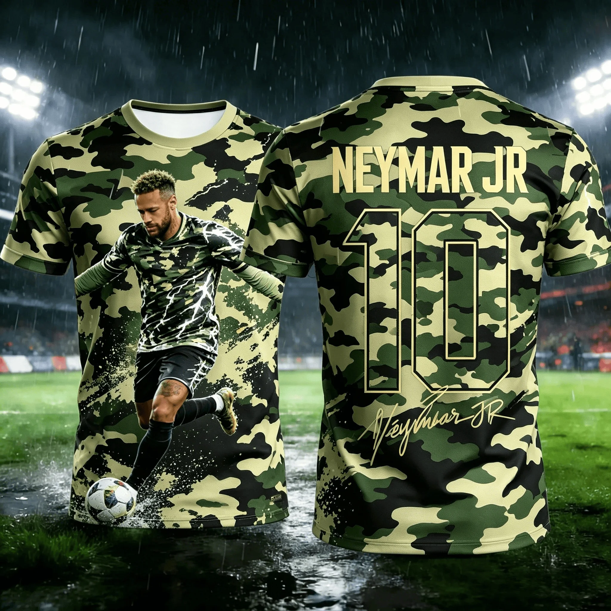 #Neymar #10 Men's Children's Fashion Football Shirt Summer Quick Drying Breathable Large Loose Family Matchingkids Short Sleeves