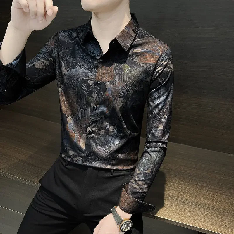

Мужская рубашка с цветочным принтом и длинными рукавами, весна-осень-лето, тонкий модный мужской повседневный кардиган с цветочным принтом XT899
