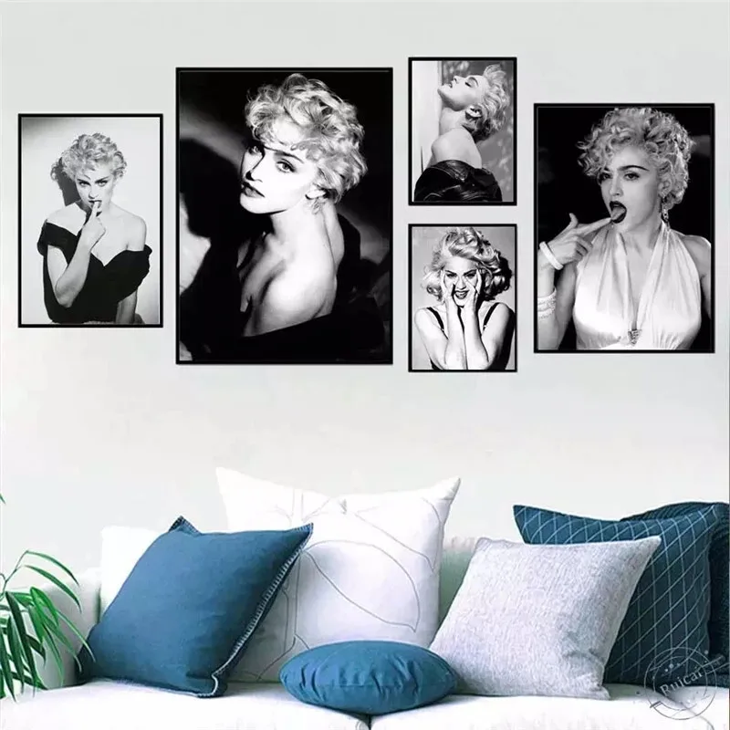 Black and White Canvas Painting Madonna Posters and Prints Singer Actress Modern Wall Art Pictures For Living Room Decoration