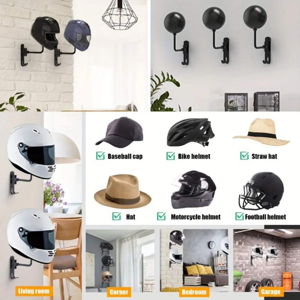 Multi Unctional Helmet Holder 180° Rotatable Motorcycle Helmet Moto Accessories Claw Hook Wall Mounted for Hanging Hat Jacket image 5
