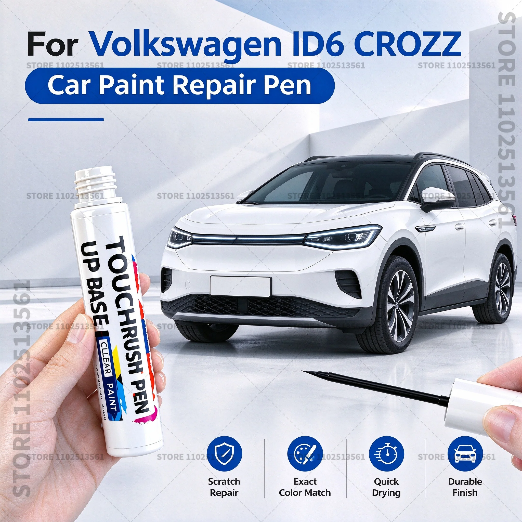 Car Paint Repair Pen for Minor Scratches Automotive Touch Up Paint for Exterior Panels For Volkswagen ID6 CROZZ White Black Blue