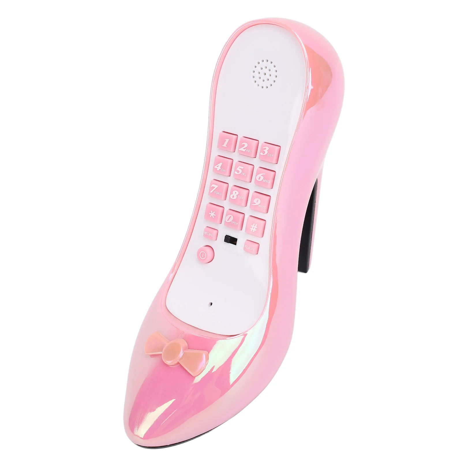 هاتف أرضي سلكي لسطح المكتب بكعب عالٍ على شكل حذاء هاتف سلكي مع وظيفة تخزين الأرقام لمكتب الفندق المنزلي