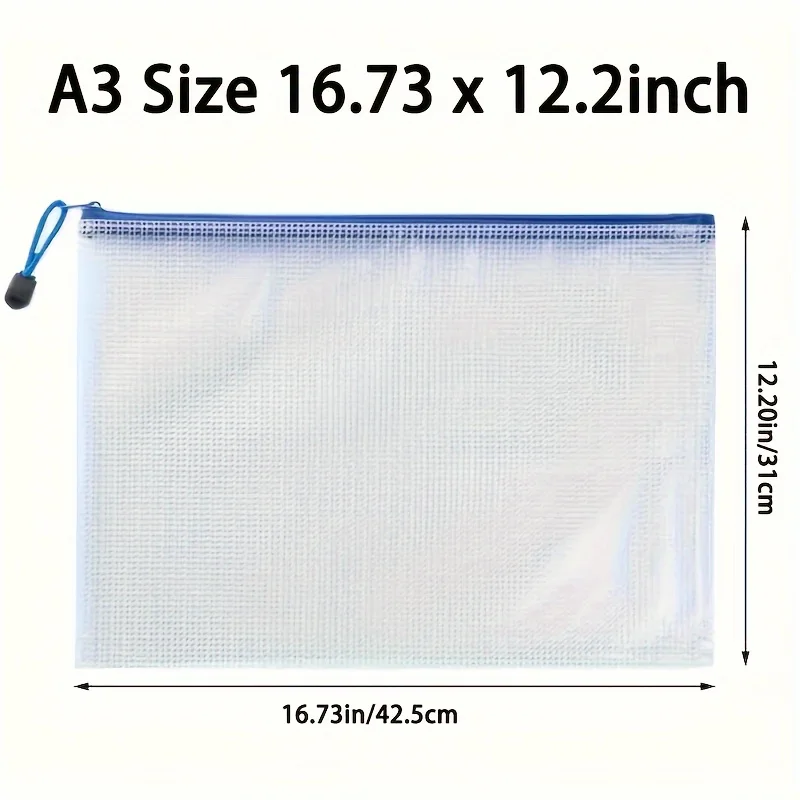 5 قطعة A3 أكياس ملف سستة شبكة بلاستيكية أكياس بسحاب مقاوم للماء أكياس الملفات مجلس لعبة تخزين أكياس للمكتب المنزل السفر #2