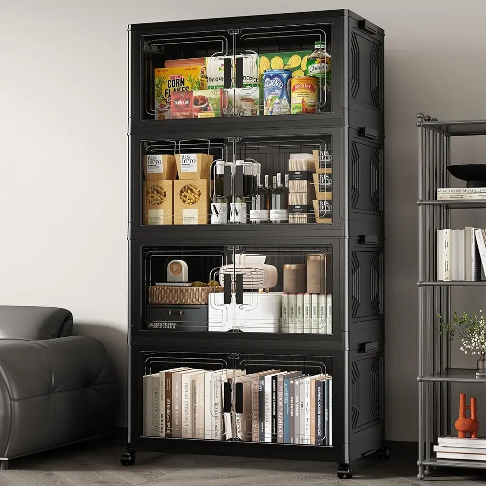 

120Gal Stackable Storage Bins With Wheels And Lid, Collapsible Closet Organizers And Storage, Home Organization And Storage