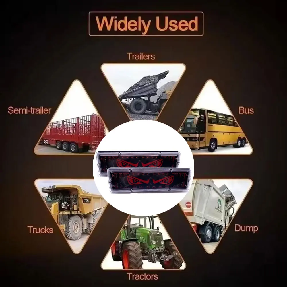 2 pçs luz traseira do caminhão com sinal de volta olho do diabo led parar freio estacionamento luzes reversas para captador carro trailor caminhão 12v 24v