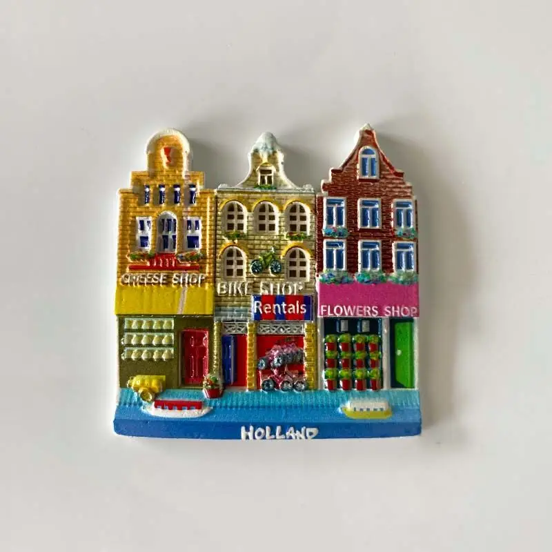

3D Resin Holland Fridge Magnet, Dutch Shop Buildings, Home Decor, Frigo Magnets, Koelkast, Unique European Style, Kitchen Access