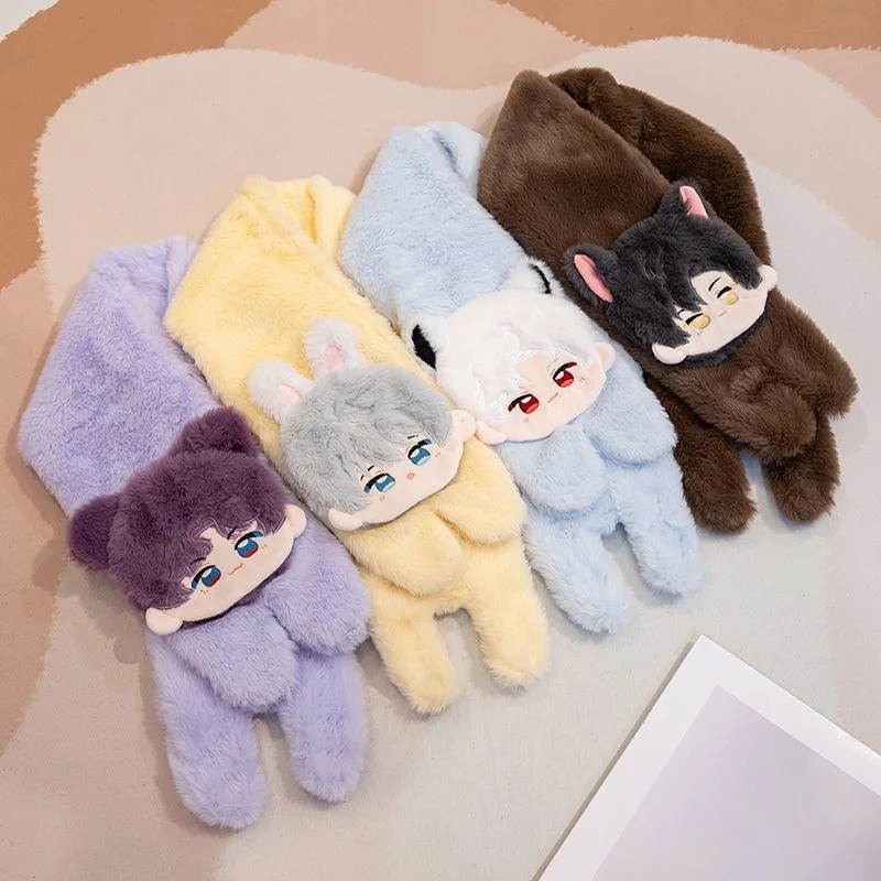 ラブアンドディープスペース キャラクターぬいぐるみスカーフ ユニセックス レイジースタイル サーマルニット 冬用ギフト 子供向け