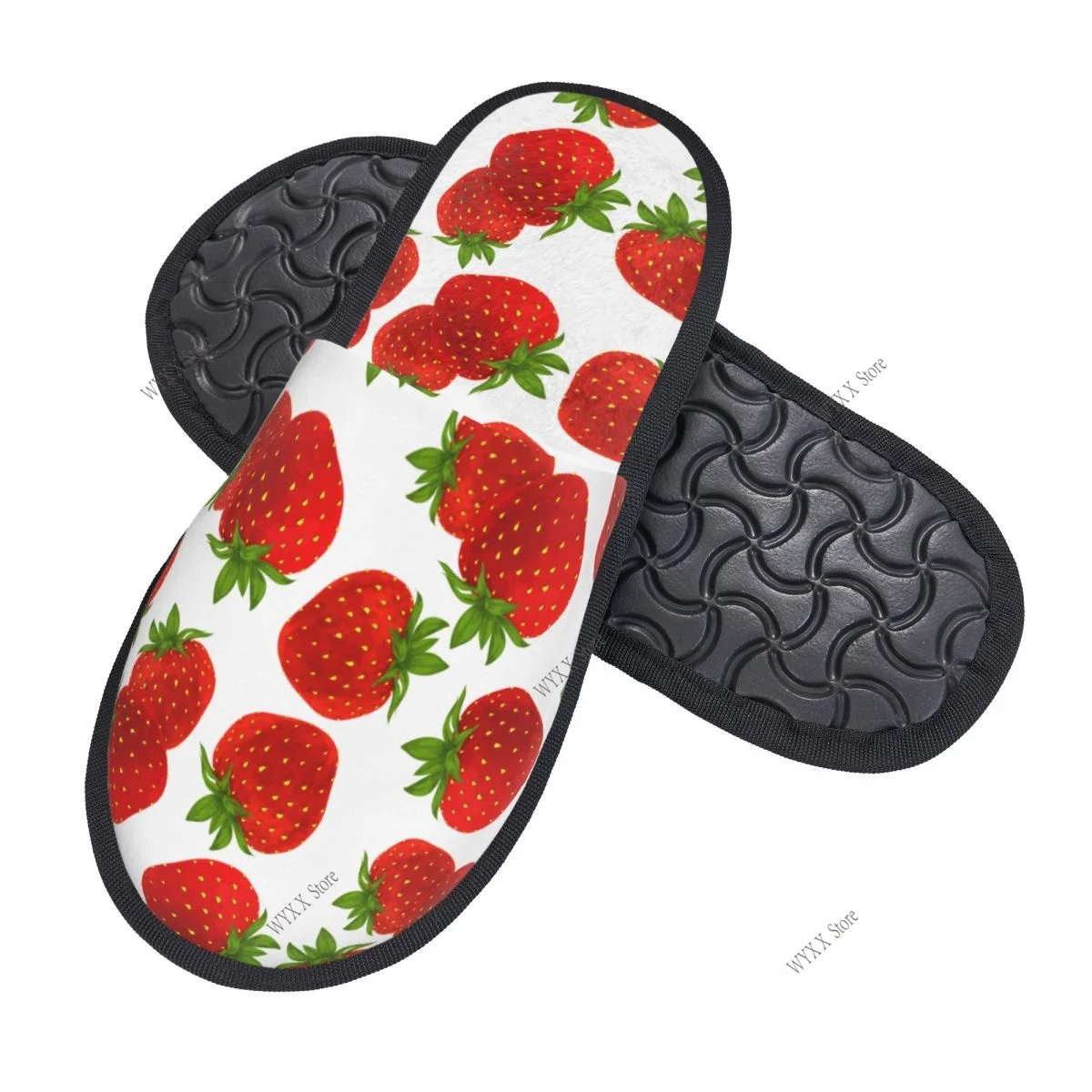 Fur Slipper For Women Men Fashion Fluffy Winter Warm Slippers Fresh Strawberries House Shoes