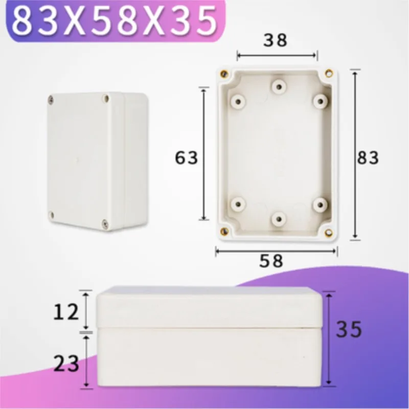 1Pc 58x35x15mm 63x58x35mm 83x58x34mm ABS Plastic Waterproof Outdoor Terminal Power Button Box