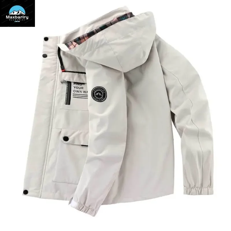 Chaquetas con capucha para hombre, cortavientos informal de alta calidad, ropa térmica, ligera, impermeable, a la moda