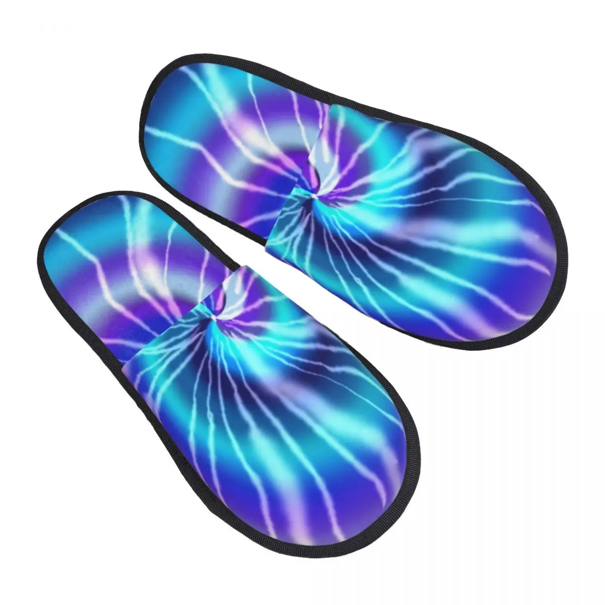 Custom Blue Tie Dye Memory Foam Slippers Women Comfy Warm Traditional Dyeing Art House Slippers