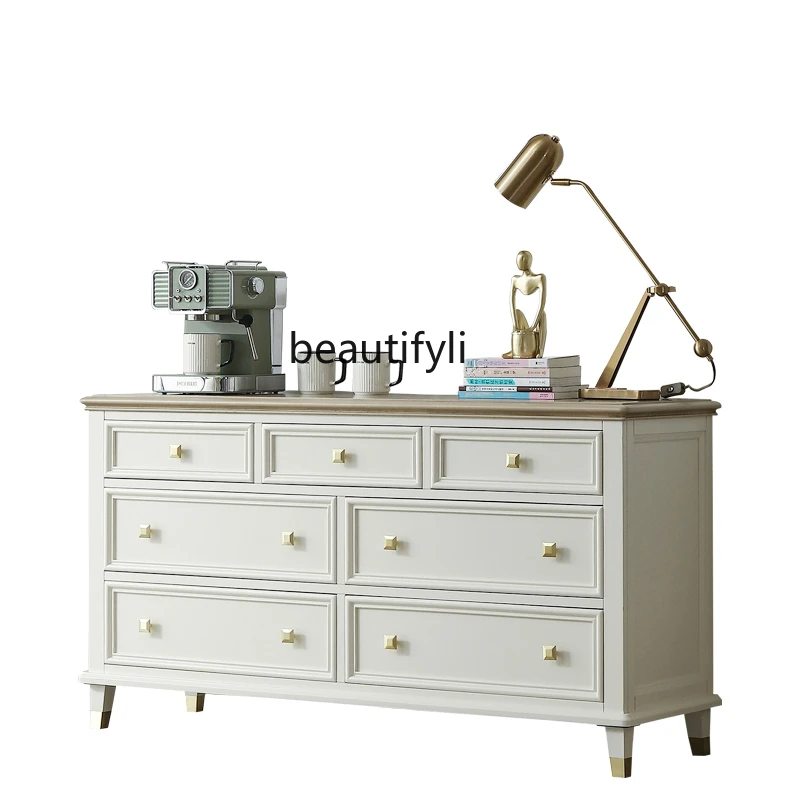 

Light Luxury Solid Wood Chest of Drawers Bedroom Simple Drawer Storage Cabinet Living Room Entrance Storage Cabinet