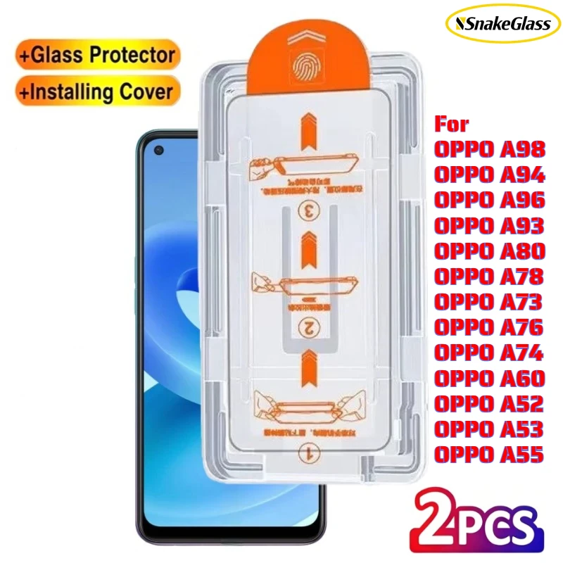 2 SZT. Łatwa w montażu folia ochronna na ekran do OPPO A98 A94 A96 A93 A80 A76 A73 A52 A53, szkło hartowane…