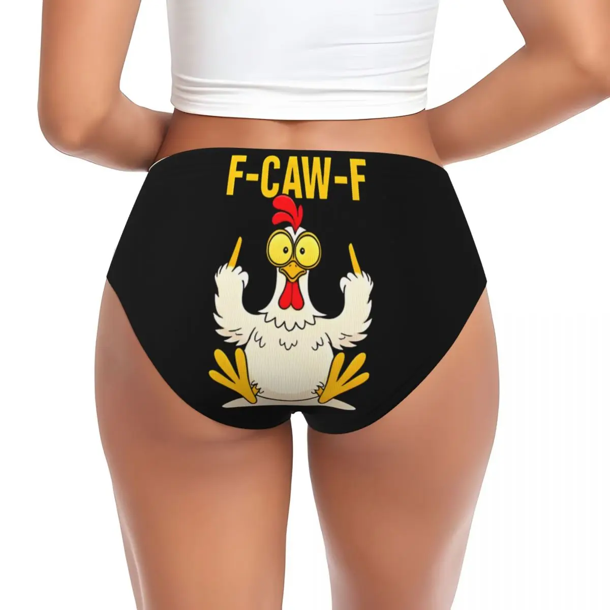 Custom Funny F-Caw-F Chicken FCAWF Brief Panties Women Breathable Underwear Valentine's Day Gift Underpants