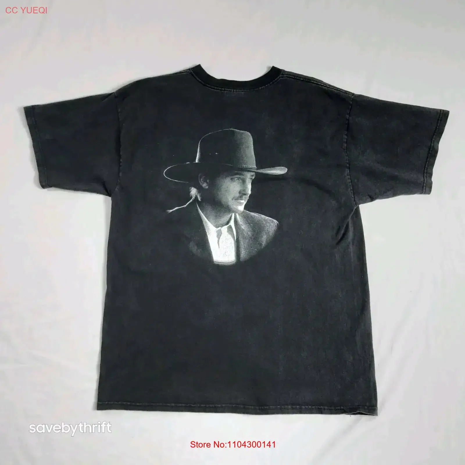 Jeff Carson T Shirt Adult Extra Large Black Country Music Cowboy Portrait Mens vintage Washed homme Unisex Versatile