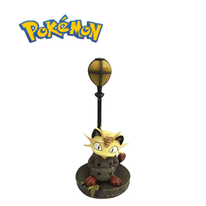 Pokemon Team Rocket Street Lamp Meowth Model Ornament Anime Peripheral Desktop  Birthday Gift Children's Toy