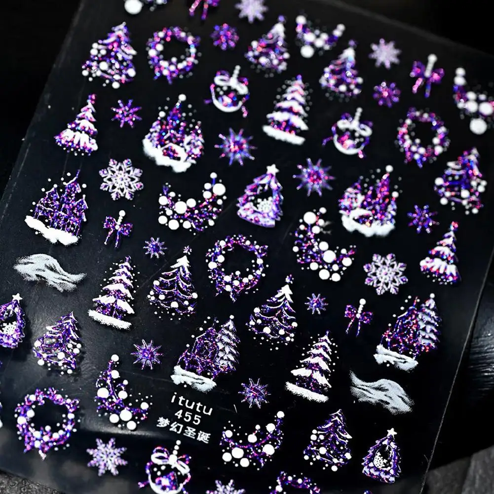 

New DIY Nail Art Embossed Stickers Christmas Festival Nail Decoration Snowflake Crystal Ball Castle Christmas Tree Nail Stickers