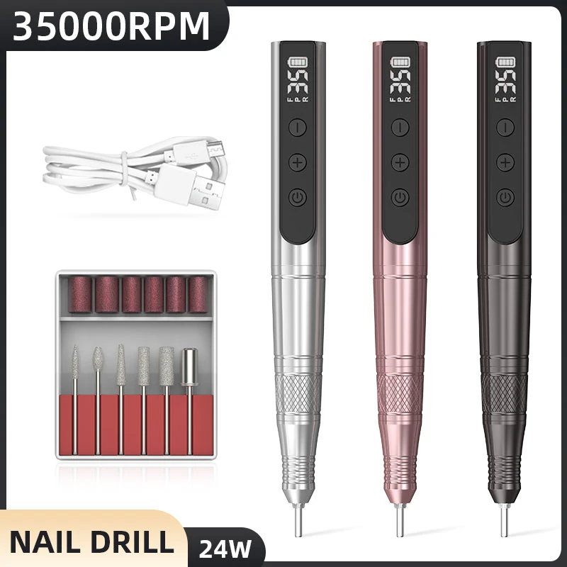 35000RPM Electric Nail Drill Machine Professional Nail Lathe For Gel Polishing Cordless Drill Home Salon Manicure Equipment Tool