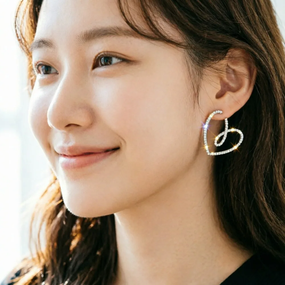 Korean Fashion Big Crystal Heart Earrings For Women Jewelry 2026 Trending New Luxury Women's Zircon Earrings Pendientes Gifts