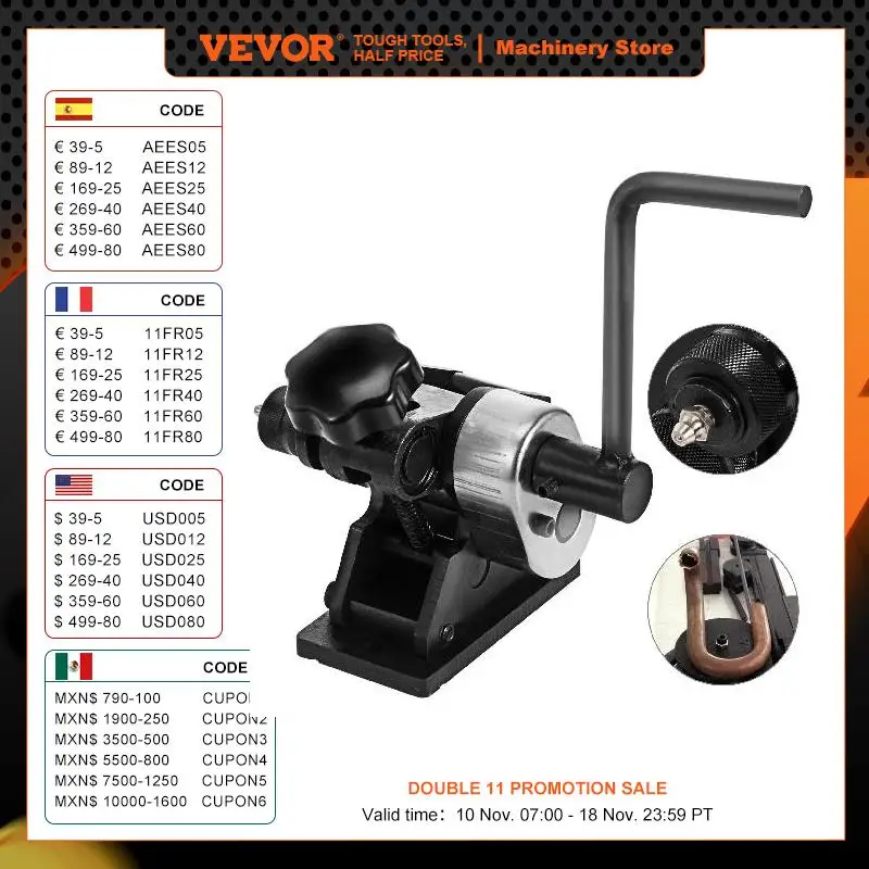 VEVOR Manual Metal Pipe Ring Bender 13-1/2Inch Gear Driven Handheld Adjustment Flat Round Steel Roller Tool for Bending Angle