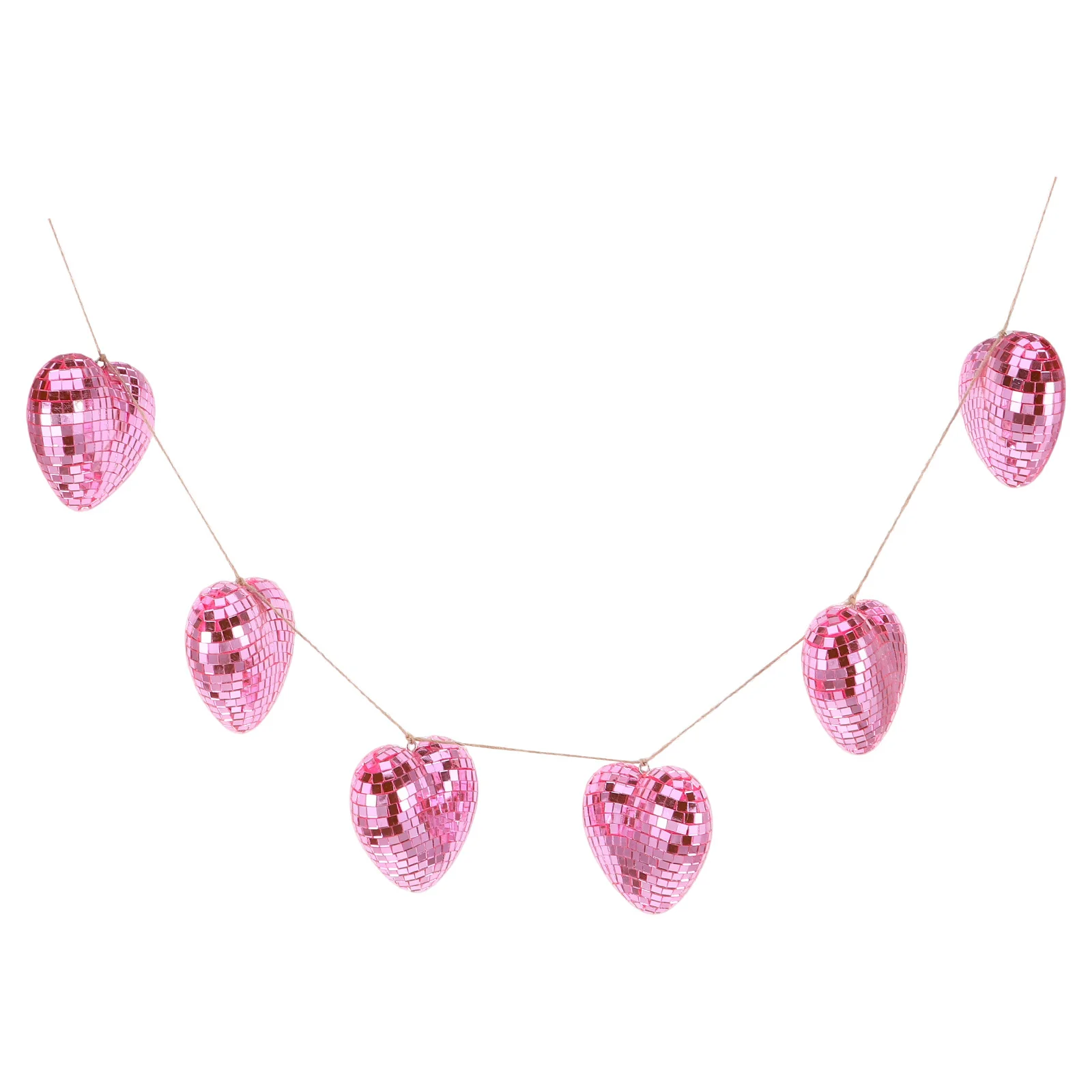 

6pcs Valentine Heart Garland Mirror Disco Ball Hanging Decor For Party Wedding Christmas Happy Valentines Day Decoration