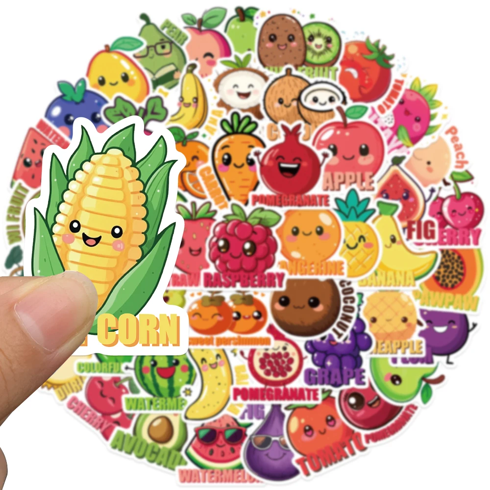 50pcs Cartoon Fruit Apple Orange Stickers Decals For Phone Notebook Suitcase DIY Graffiti Aesthetic Stickers Kids Toys Gifts