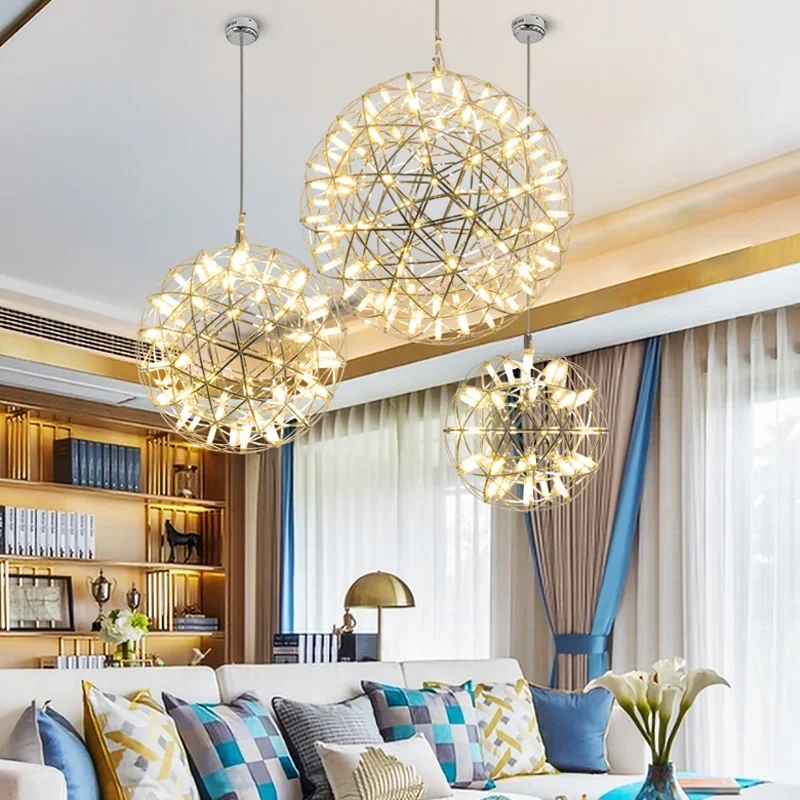 Firework Bar LED Stainless Steel Ball Pendant Modern Vintage Loft Creative Restaurant Decor Bar Lights