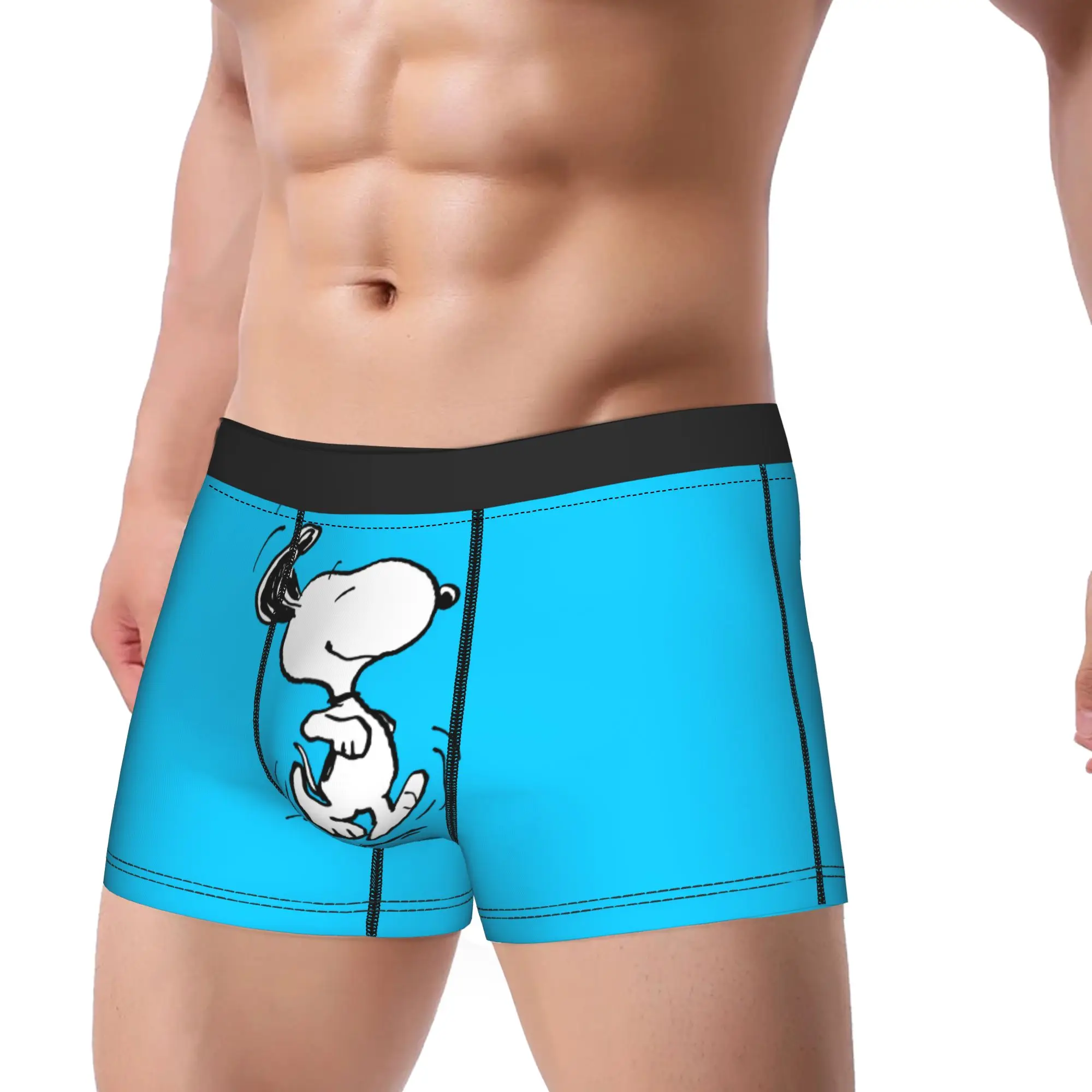 Novelty Boxer Shorts Panties Briefs Men Snoopys  Happy Dance Underwear Cartoon Comic Breathable Underpants for Male M-XXL
