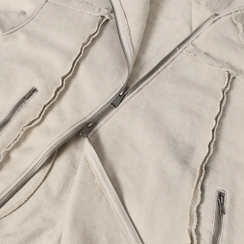 Irregular Patchwork Vintage Hoodies Men Streetwear Harajuku Hip Hop Hoodies Jackets Retro Oversized Y2K Sweatshirts