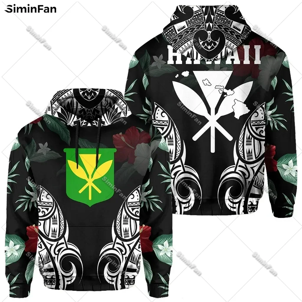 Kanaka Maoli Hibiscus Hawaii Men Hoodie 3D All Over Printed Hooded Pullover Zip Jacket Male Sweatshirt Unisex Outwear Female Top