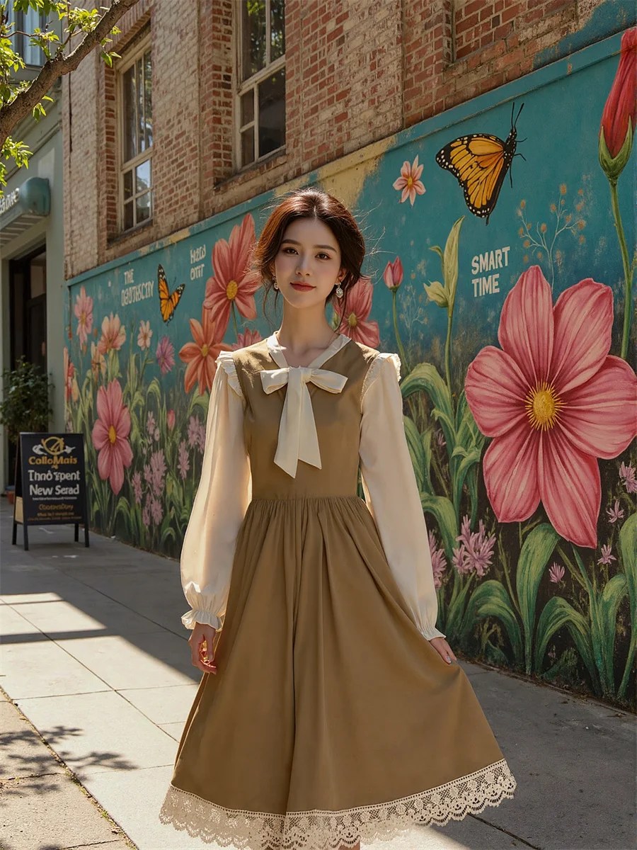 Vestidos femininos preto a linha retalhos outono primavera padrão bolinhas sem mangas em camadas de comprimento médio fino ajuste amarrado cintura alta