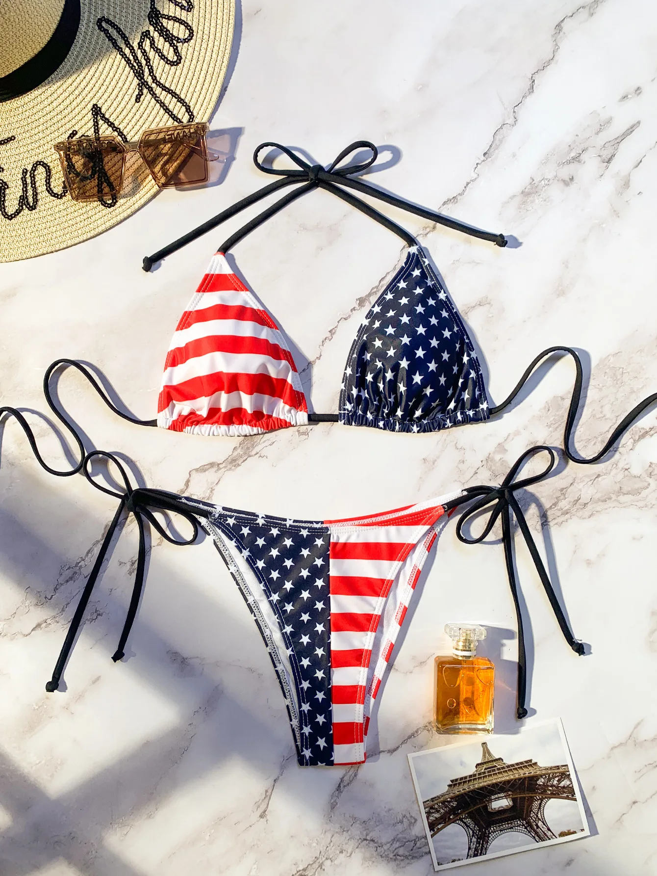 2024  Women's New Bikini Two Pieces Swimwear, US Flag Sexy Set, Beach Vacation Camping Swimwear Brazil suit for Independence Day