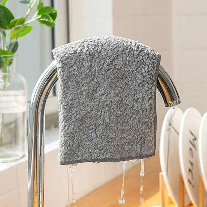 Bamboo Charcoal Dishcloth Thickened Water absorbent Cleaning Cloth Rags Anti-Grease Efficient Wipe Cloth Home Washing Dish Towel