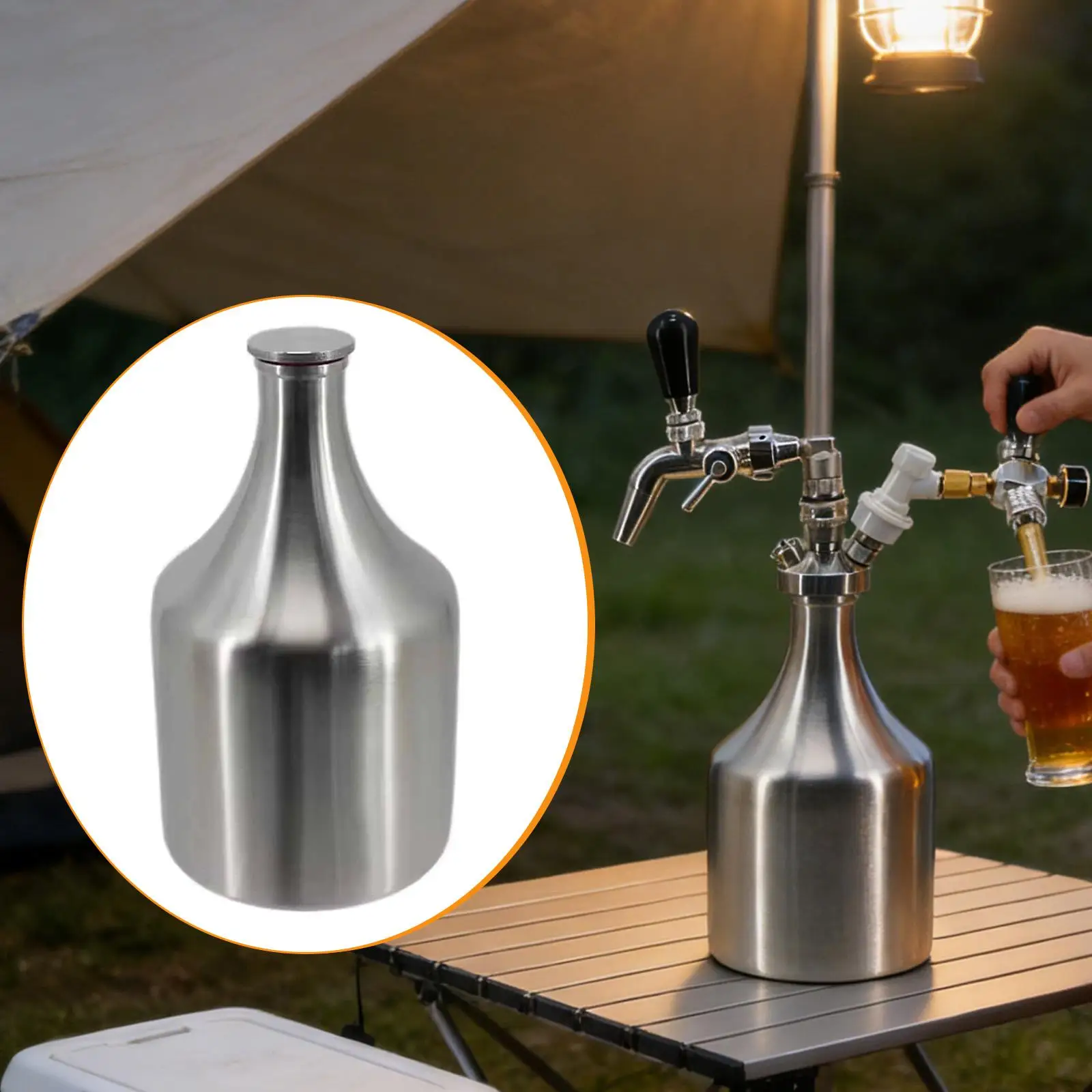 

Пивной гроулер из нержавеющей стали, однослойный, для спорта, кемпинга, путешествий, герметичный